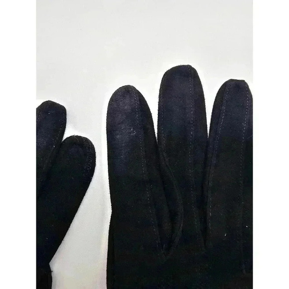Vtg Women's Size 6.5 Black Suede Gloves made in France - Picture 9 of 9